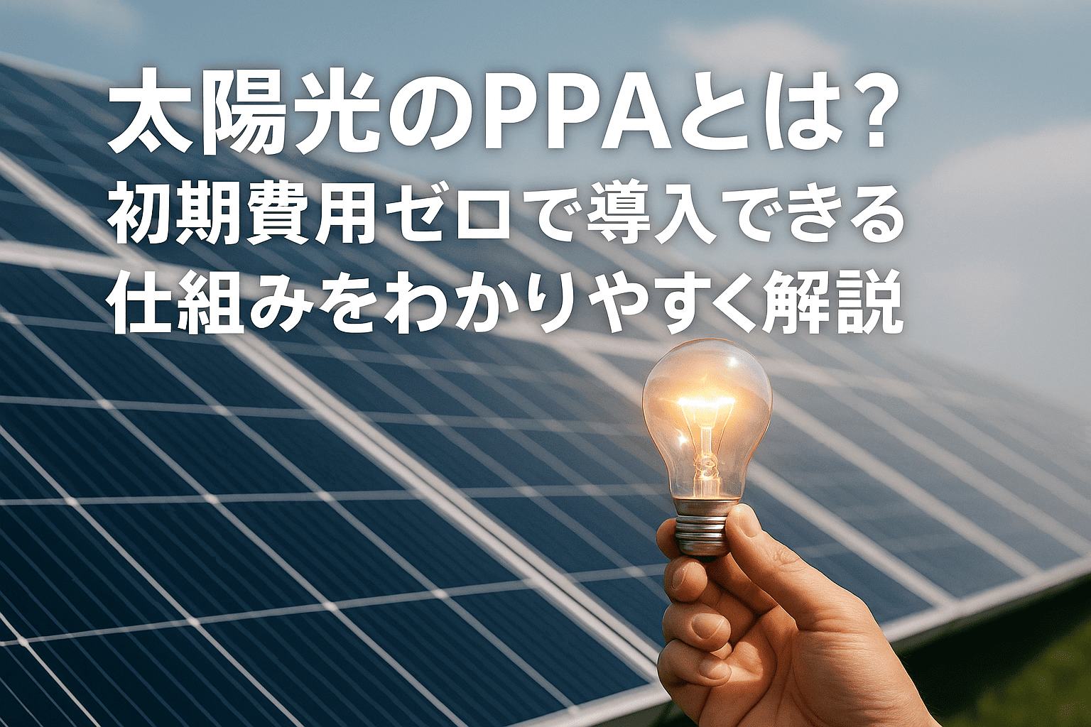 太陽光のPPAとは？初期費用ゼロで導入できる仕組みをわかりやすく解説